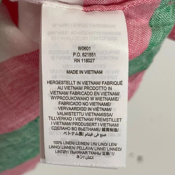 Boden Shirt Womens 4P Petite Pink Green White Button Up Cotton Collared Tunic - Picture 6 of 10